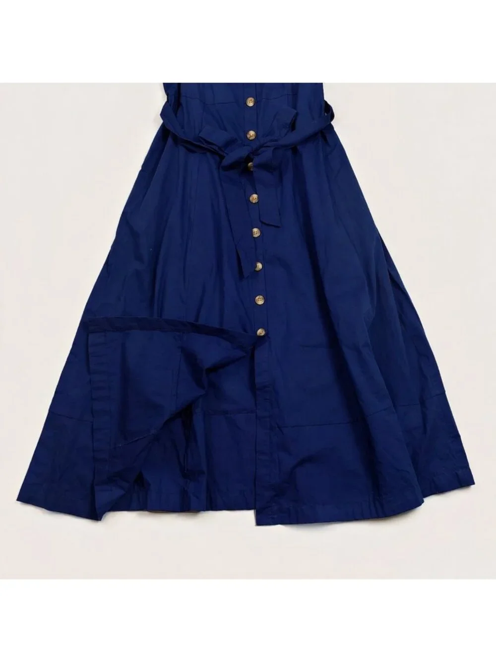 J.Crew Factory Button-Front Belted Midi Dress Antique Navy Women’s Size 10 - Picture 13 of 16